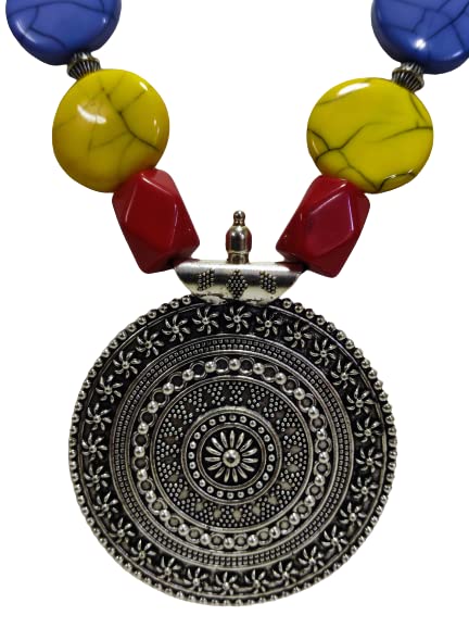 Multicolor Resin Bead And Oxidized Pendant Jewellery Set | Adjustable Necklace With Fish Hook Earrings For Women (B0BXF815FS) Amazon Price History, Amazon Price Tracker