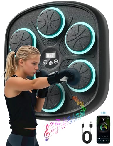 Lostook Music Boxing Machine for Kids & Adults, Smart Bluetooth Sounding Punch Machine 9 Modes & 9 Speeds, Wall Mounted Boxing Trainer for Home,Office and Gym with Boxing Gloves