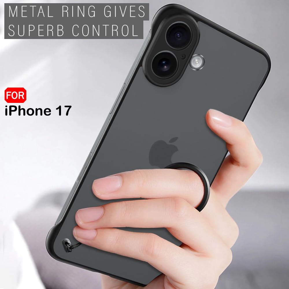TheGiftKart Hybrid Ultimate Slim Back Case Cover for iPhone 17 | Lightweight Profile | Frosted Matte Translucent Hard Back Case Cover for iPhone 17 (PC & TPU, Black Sides) — Amazon image 5