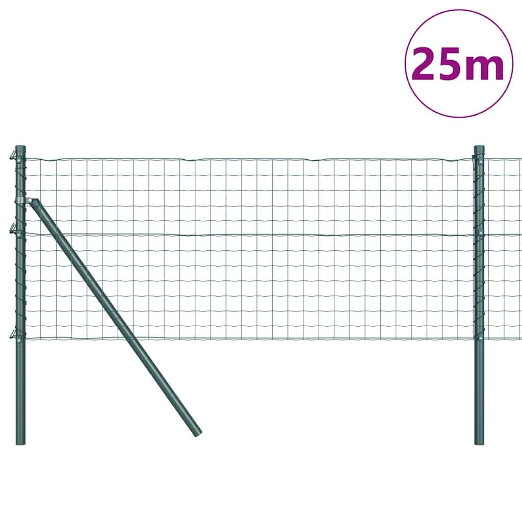Set di recinzione da giardino, 250 x 0,6 m, verde, in acciaio e PVC, design moderno, robusto, per giardino, terrazza, balcone e vimini, include 11 pali e materiale di fissaggio, per esterni