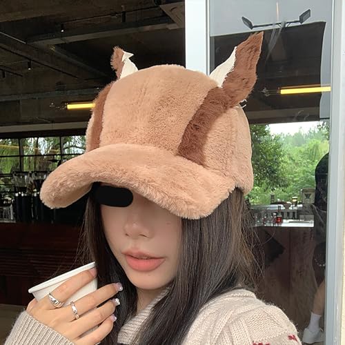 Image of CORIRESHA Cute Bunny Hat with Ears Y2k Grunge Metal Iron Ring Chain Distressed Denim Baseball Cap