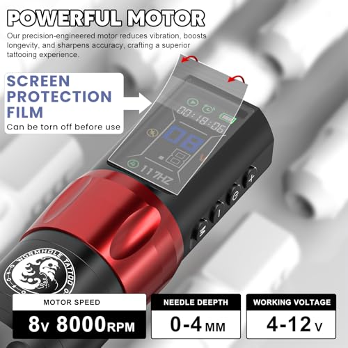 Image of Wormhole Tattoo Gun Kit Wireless Tattoo Machine Cordless Tattoo Pen Kit Pen-type Tattoo Machine Kit Complete with Tattoo Ink for Professional Artist Beginners-Saros WTK283