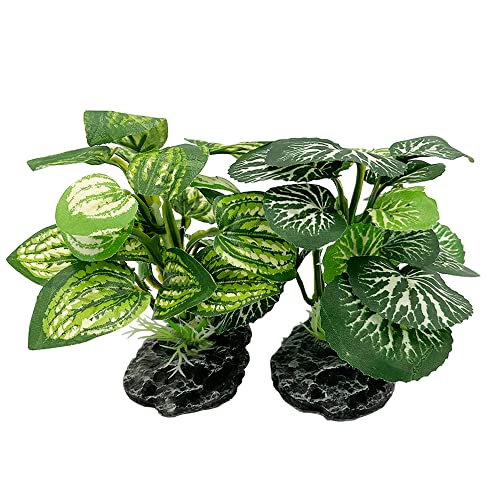 Smoothedo-Pets Aquarium Plants Betta Fish Tank Decorations 4inch/2pcs Soft Silk Artificial Plant Goldfish Waterscape Fish Hides Snake Tank/Reptiles Plants (B-3pcs Set) - Image 6