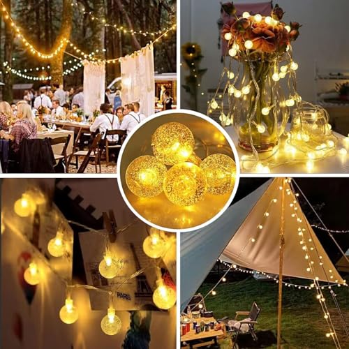 Image of Xenith 14 LED Crystal Bubble Ball Fairy String Lights for Diwali Christmas Xmas Tree New Year Party Birthday Wedding Garden Indoor Outdoor Decoration Light (Warm White, 3.5 Meter)