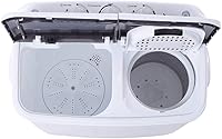 Vista 5 de Lavadora portátil, lavadora de doble tina de 14.3 libras, mini máquina de lavandería compacta con bomba de drenaje, lavadora semiautomática