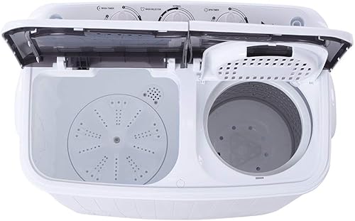 Miniatura 5 de Lavadora portátil, lavadora de doble tina de 14.3 libras, mini máquina de lavandería compacta con bomba de drenaje, lavadora semiautomática para