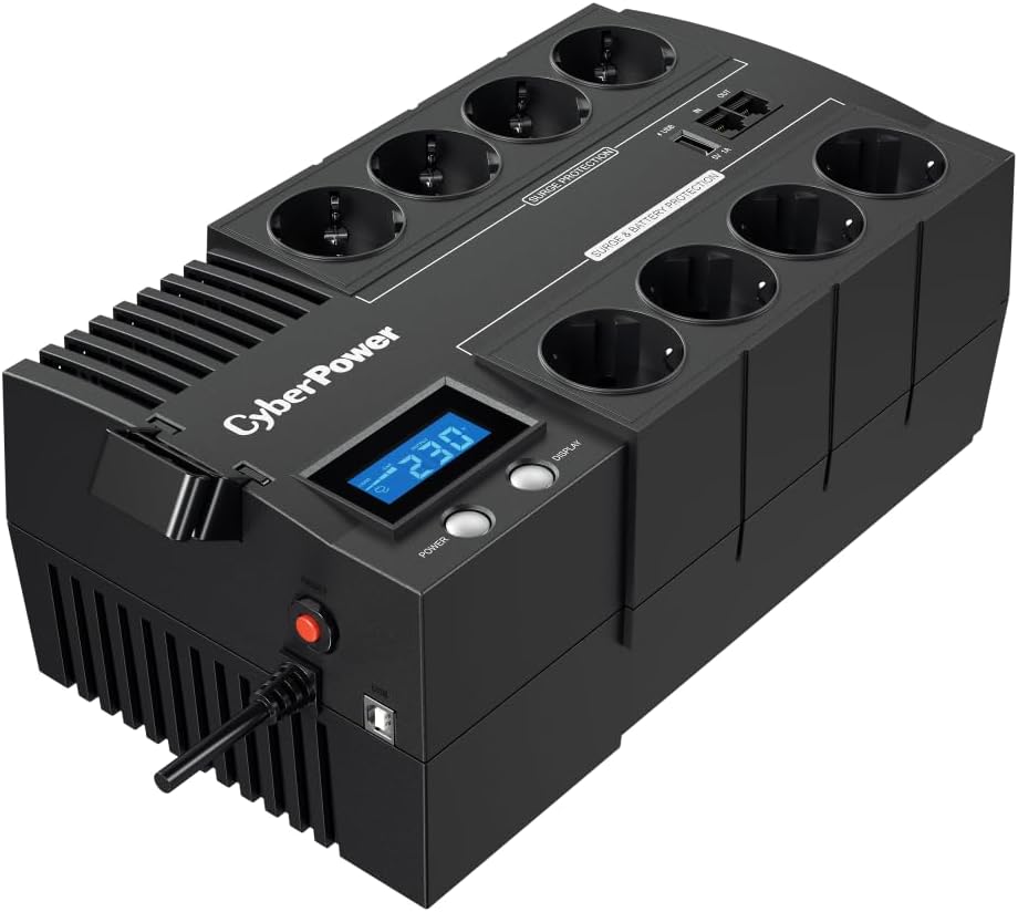 Systems BR1200ELCD Line-Interactive UPS 1200VA/720W GreenPower Energy Saving Technology LCD USB 4+4 Schuko output