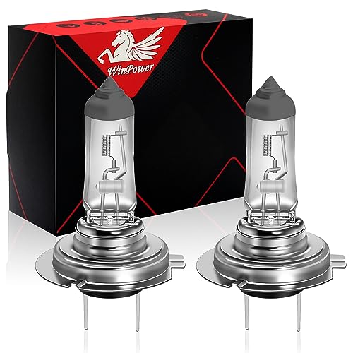 WinPower H7 Halogen Headlight Bulb, Super Bright Warm White 55W 4300K High Low Beam Fog Light Replacement Car Motorcycle PX26D Lamp, Pack of 2