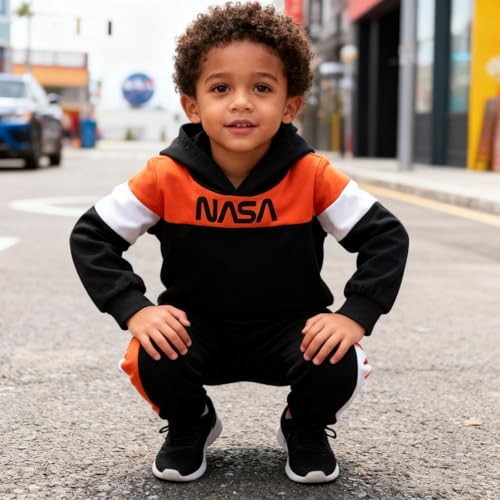 Image of 2-6T Toddler Baby Boy Clothes Long Sleeve Hooded Pullover Colorblock Sweatshirt + Pants 2pcs Fall Winter Outfit Set