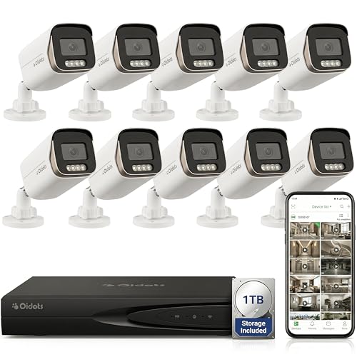 Image of Qidots 10 Channel CCTV Combo Set 4K 8 MP IP Bullet Cameras with 10 Channel NVR and 1TB HDD Hard Disk10pc Metal Body Bullet Camera ColourVu Dual Mode