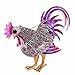 Vintage Rooster Brosche Rooster Pin Ansteckbrosche Strass Tier Mehrfarbig Realistisch Unisex Kleidung Rucksack Dekor Qualität und praktisch schön Schmuck Reinigen Ultraschall (Purple, One Size)
