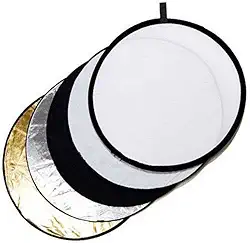 T-Photo refletor de luz 5 em 1 com 60cm, dobrável, com bolsa, translúcido, prata, ouro, branco e preto para iluminação de estúdio e iluminação externa