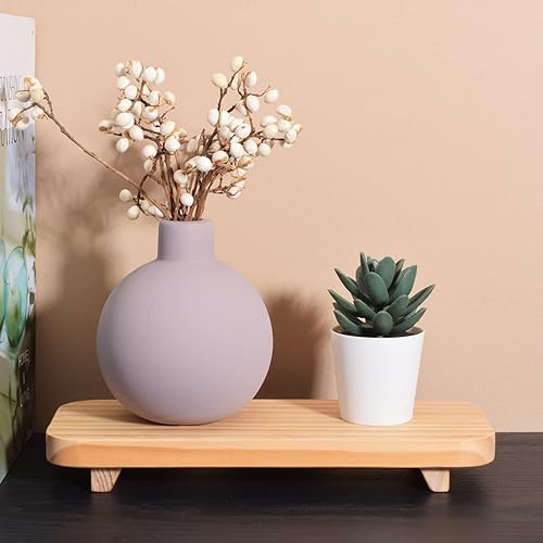 Miniatura 6 de RiLiKar Soporte de jabón con pedestal de madera pequeña, bandeja dispensadora de jabón decorativa, elevadores de madera para exhibición, cocina