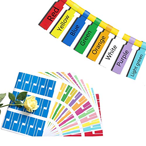 Etiquetas de cables autoadhesivas para cables 8 colores 8 hojas 240 etiquetas de cables Resistente a los rayos UV Resistente a las rasgaduras Cable resistente Pegatina para marcado Impresora láser