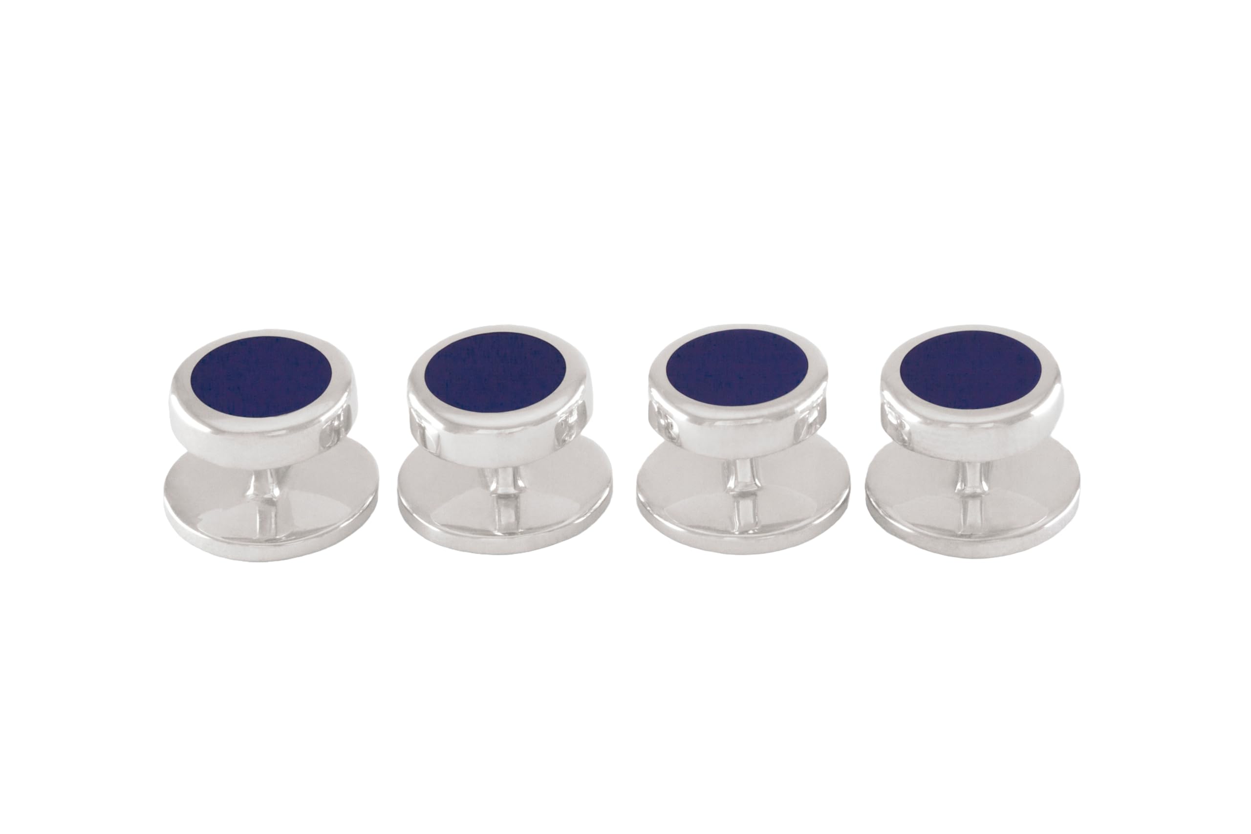 ZAUNICK Shirt Studs in Sterling Silver 925 and navy blue enamel 4 Buttons Set