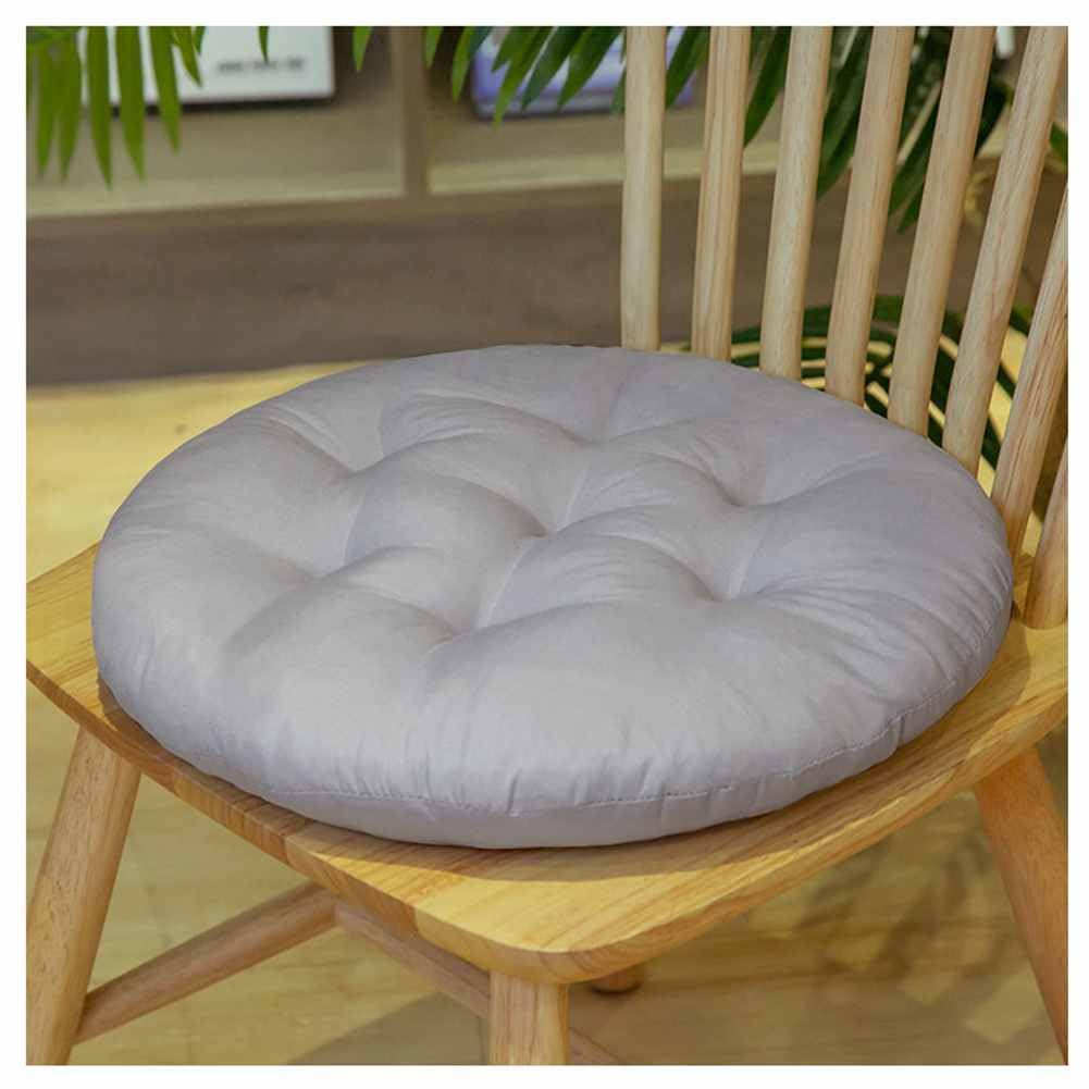 SHTGOI Cojín de asiento para silla de 40 x 40 cm, con cintas, cojín acolchado grueso, cojín de suelo, para interior y exterior, cojín redondo gris claro