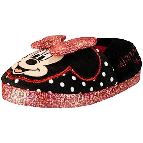 Disney Minnie Mouse Girls Slippers Black and Red Cover