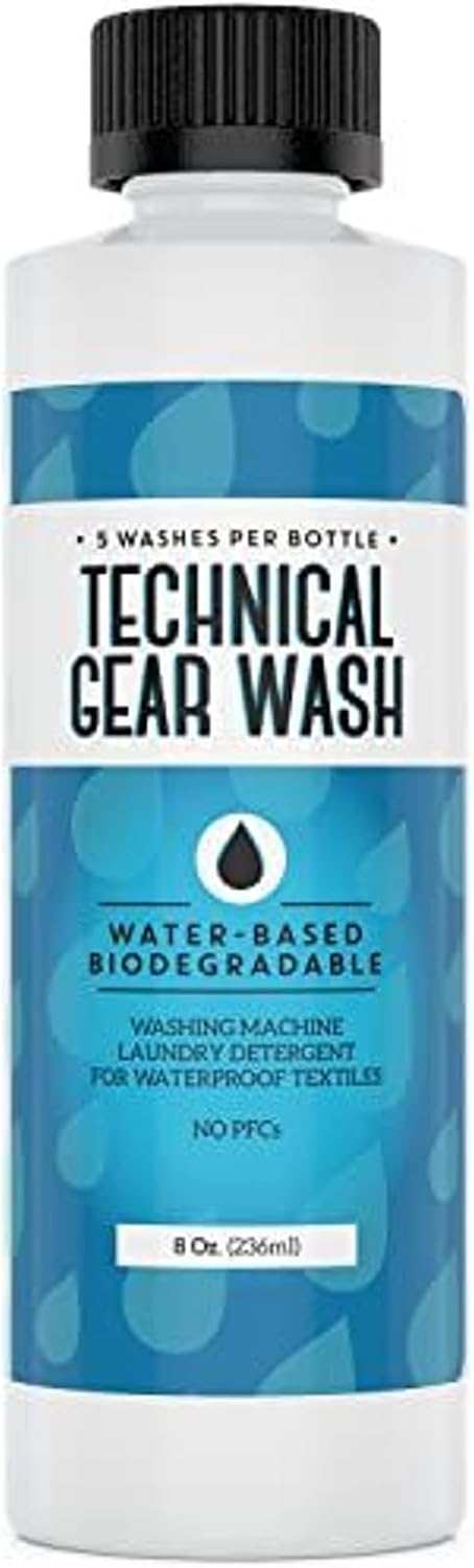 [5 Loads] Technical Gear Wash Performance Detergent for Renewed Clothing Appearance - Concentrated & Safe Jacket Detergent to Maintain DWR Gear - Water Repellent Wash for Clothing - USA Made - 8 oz