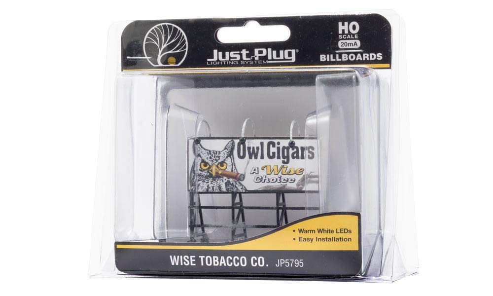 Just Plug Woodland Scenics Lighted Billboard, Wise Tobacco Co.