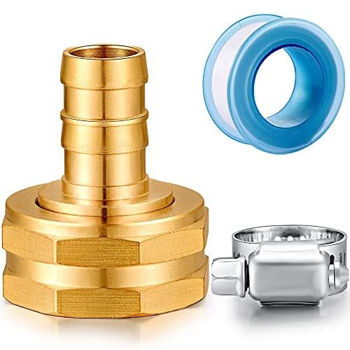 Image of Solid Brass Garden Hose Repair kit Connector with Clamps 1 /2 inch Barb x 3 /4 inch Female,Fit for Garden Hose Fitting,Male and Female Hose Fittings