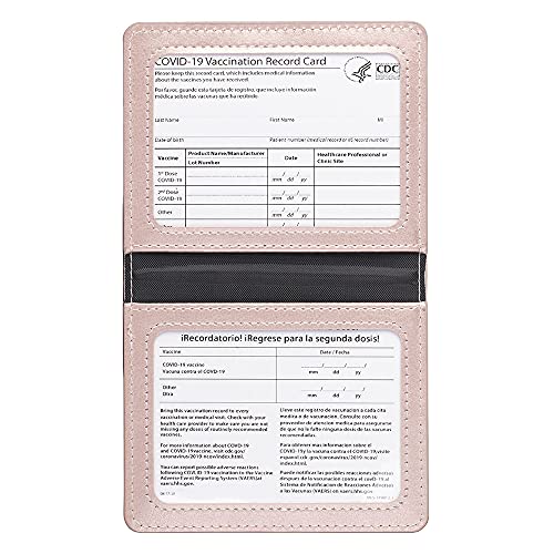 PU Leather Vaccine Card Protector, CDC Vaccination 4×3 Card Protector, Immunization Record Vaccine Cards Holder to Protect Your CDC Vaccine Certificate from Getting Wet or Dirty(3_Pink)2