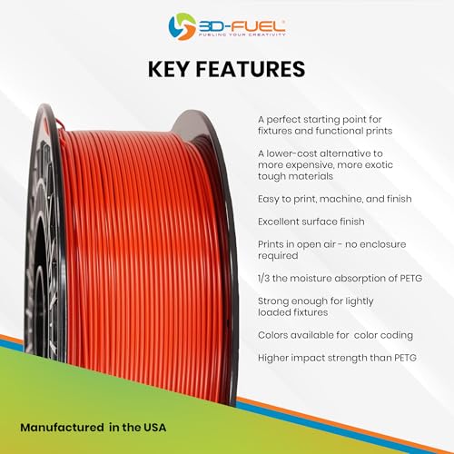 Image of 3D-Fuel Tough Pro PCTG Filament for Printing, Better Than PETG Filament, Made in The USA, Dimensional Accuracy + /- 0.02 mm, 1.75mm, 1 kg Spool, Toolbox Red