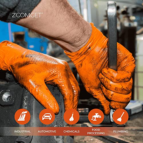 image for GLOVEWORKS HD Orange Nitrile Industrial Disposable Gloves, 8 Mil, Late