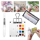 Mini conjunto de tinta aquarela, mini bolso para artista, viagem, 8 grades, acrílico, portátil, aquarela, conjunto com 12 cores de pintura, esboço, caneta, clipe para pintores, artistas, estudantes