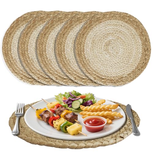 Sets de table en jacinthe d'eau lavables, jonc de mer résistant pour table à manger et cuisine - 2
