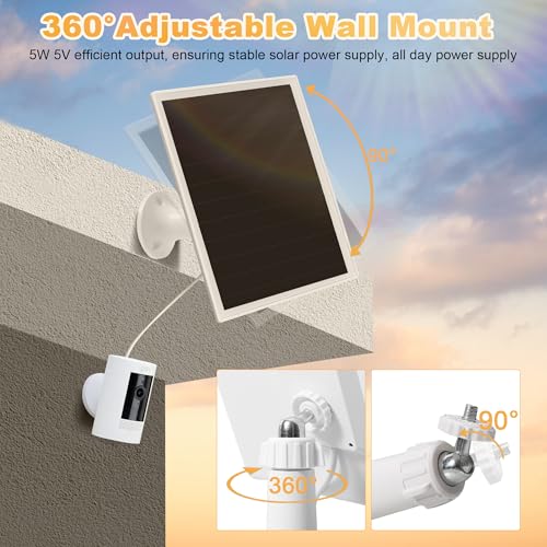Image of Solar Panel Charger for Ring Camera, Compatible with Ri ng Stick Up Cam Battery, Ring Spotlight Plus /Pro Battery,Waterproof, 5V 6W Fast Charging