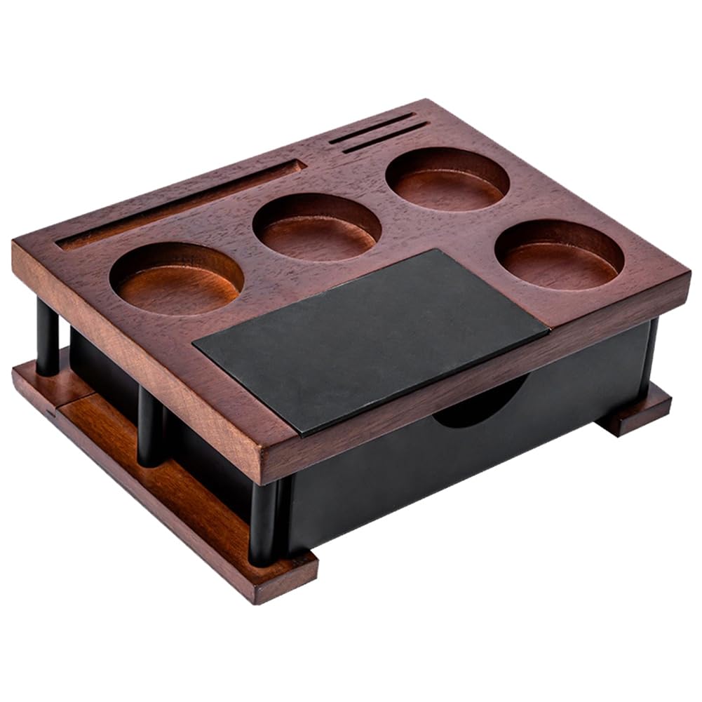 Station de compactage d'espresso en bois noble pour baristas exigeants