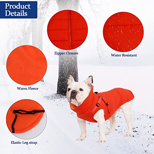 babepet Waterproof Dog Coat with Harness,Dog Winter Jacket with Fleece Lining,Reflective Vest Pet Clothes with Adjustable Chest Strap-Orange-M - Image 4