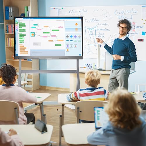 Image of Smart Board, 55'' 4K UHD Smart Whiteboard, Touch Screen Interactive Whiteboard for Classroom and Business (with a Stand)