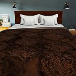 Premium Korean Mink Blanket for Single Bed | Soft Embossed Microfiber Plush Bedding, Warm Cozy Winter Bed Cover (Brown-Single-Bad)