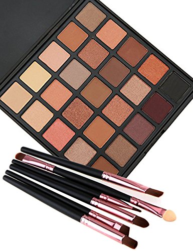 Glitter Makeup Eyeshadow Palette,Vodisa 25 Color Smokey Warm Eye Shadows Pallet with Make Up Brushes Kit Waterproof Beauty Cosmetics Matte Shimmer Warm Neutral High Pigment Eyeshadows (25-A)