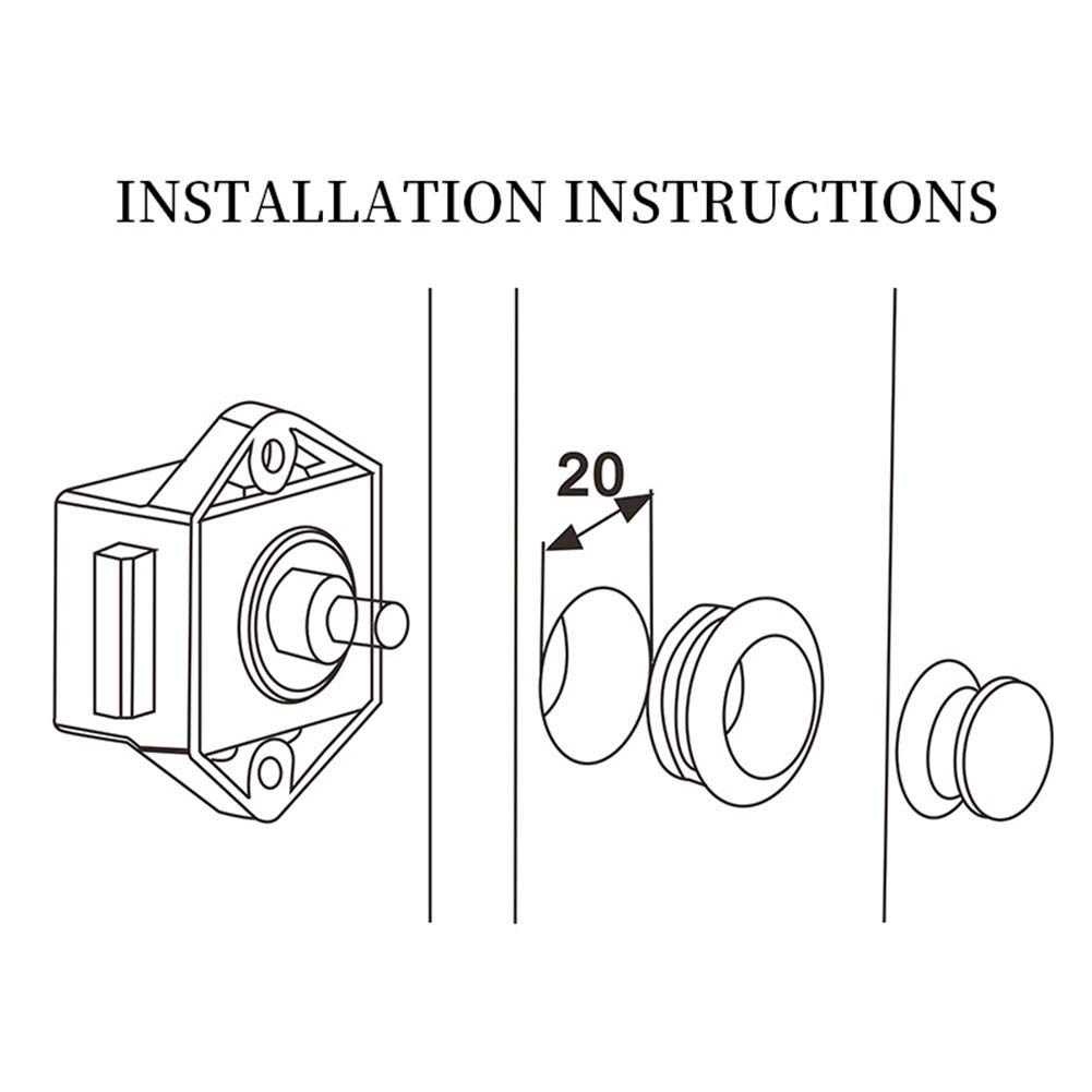 10 pezzi Push Button Catch Door Lock Bloccaggio in metallo per camper, caravan, furgone, yacht Drawer cabinet Door (nichel perlato)