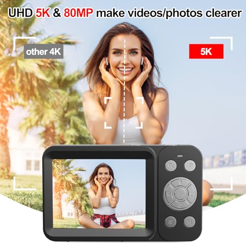 Cámara digital compacta 5K 80MP dual screen miniatura 3