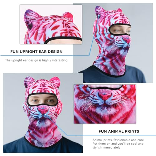 Image of 3D Cat Ski Balaclava Sheisty Face Mask with Ears Cute Animal Ski Mask for Music Festivals Raves Party Outdoor Activities