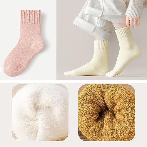 3 Pairs of Wool Socks, Women's Winter Fleece Socks, Thickened Warm Tube Autumn and Winter Super Thick Stockings4