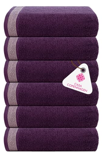 Image of Casa Copenhagen - Egyptian Cotton Solitiare 6 Pcs Face Towel (30 X 30 cm) Colour : Dark Purple