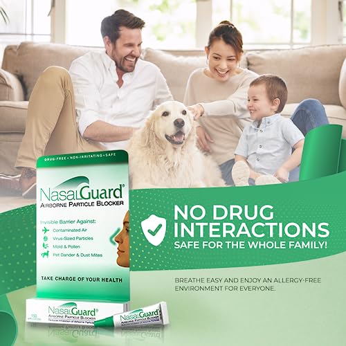 Nasalguard Allergy Relief And Allergen Blocker Nasal Gel - Drug-Free, For Pollen Allergy Sufferers, For Airplane Travel (Cool Menthol) - Over 150 Applications Per Tube (0.1 Oz, Pack Of 2) #TOP3