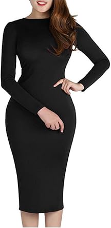 Black long sleeve pencil dress Clearance