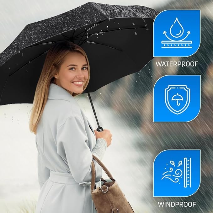 Image of Travel Umbrella Windproof Automatic Umbrellas big size for men, Umbrella for girls, Umbrellas for rain,Windproof umbrella Large for Man, Women Factory Outlet umbrellas