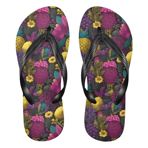 Flip Flop Sandals Bright Pineapple Print for Women Men Beach Outdoor XS