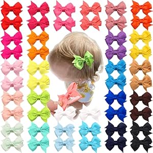 CELLOT Baby Hair Clips 50Pcs Tiny 2″ Baby Girls Hair Bows Fully Covered Baby Bows Hair Barrettes Clips for Baby Girls Infants and Toddlers,25 Colors in Pairs