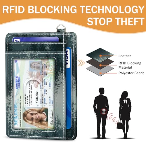 Image of Yonlevres Forest Credit Card Holder Slim RFID Wallet Women Small Travel | Front Pocket, Handy, RFID Blocking, Woman Girls Ladies Gifts, D-ring for Keychain,Thin Mini Card Case, ID Window, PU Leather