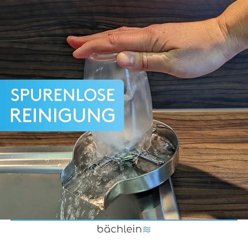 Bächlein Glasreiniger (Matt Schwarz) Glasspüler aus Edelstahl - Gläserdusche inklusive T-Verteiler und Flexschlauch - Automatischer Spüler für die Küche