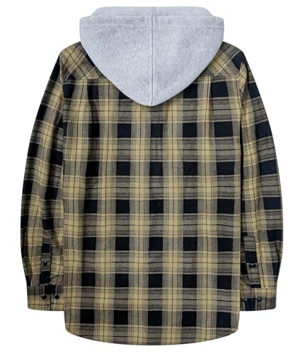Image of Hooded Flannel Shirts for Men Plaid Long Sleeve Flannel Jacket Hoodies