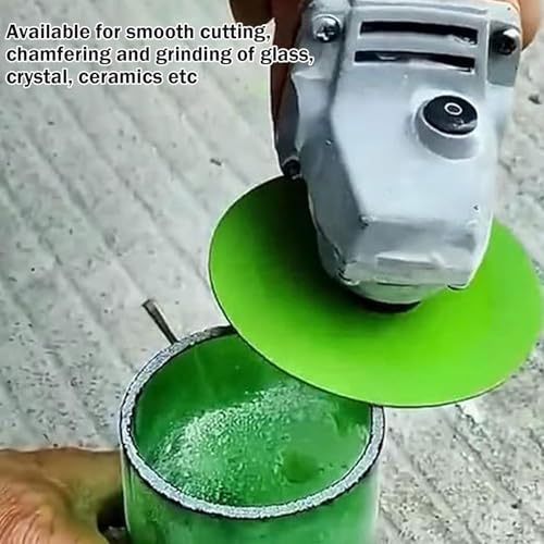 Image of AK DIAMOND Glass Cutting Disc, 4 Inch Glass Ceramic Cutting Disc for Angle Grinder, Diamond Ultra-Thin Saw Blade for Smooth Cutting, Grinding of Glass,Crystal, Wine Bottles, Tile (Green, 1 Pack)