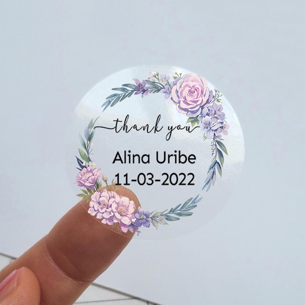 Jishiletao Custom Stickers for Business Logo Personalized Name Label Waterproof Customized Thank You Sticker Wedding Favor Labels with Your Design Image Photo Text or Logo (Transparent)